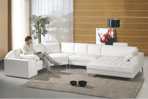Moderne woonlandschap met Chesterfield knopen leren bank bank bank bekleding