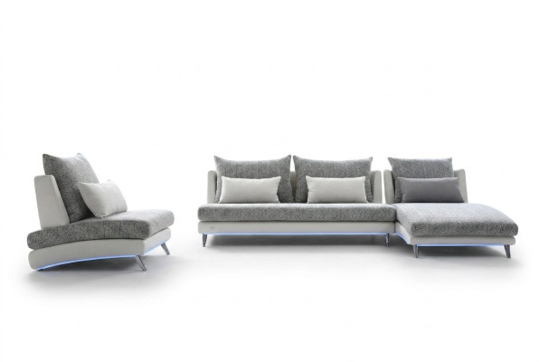 Moderne Design Hoekbank Beklede Bankstel 155x390cm Stoffen Textiel Bank Hoek