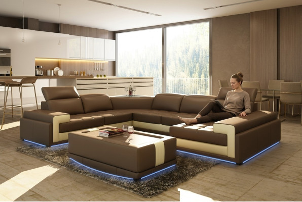 Leren bank Woonkamerbank Hoekbank Modern Hoekstuk Decoratieontwerp