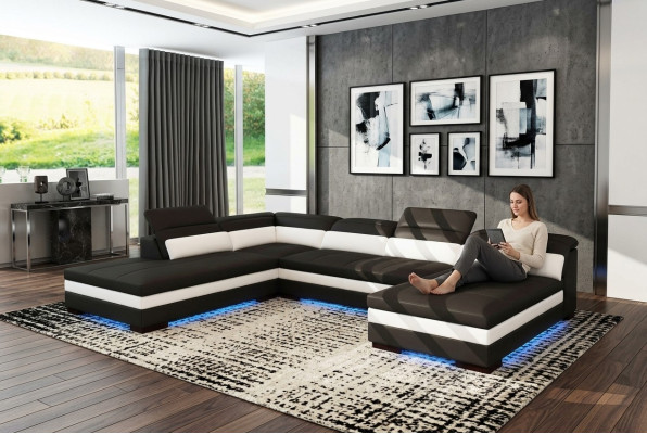 Leren bankstel Bankwoonlandschap Hoekbank Hoekstoffering Ontwerp Moderne Bankstel 5127