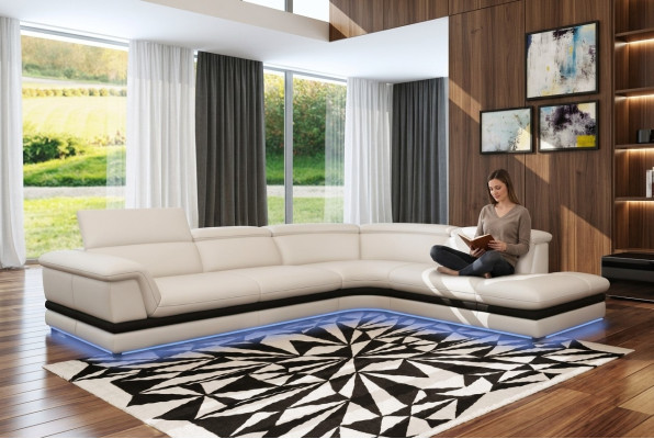 Leren bank Bank Woonlandschap Hoekbank Hoekstel Modern Designbank 5130