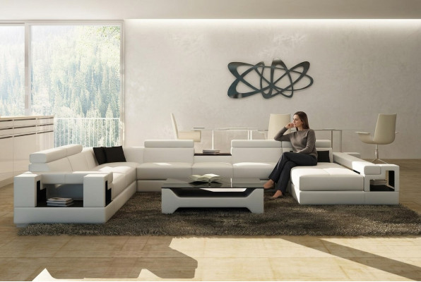 Lederen bankbank woonlandschap hoekbank hoekmeubilair design modern bankstel 6138