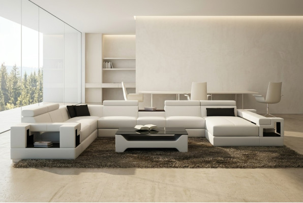 Lederen bankbank woonlandschap hoekbank hoekmeubilair design modern bankstel 6138