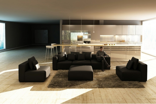 Couch Bank Woonlandschap Hoekbank Multifunctionele Opstellingswijze Bekleding Hoek