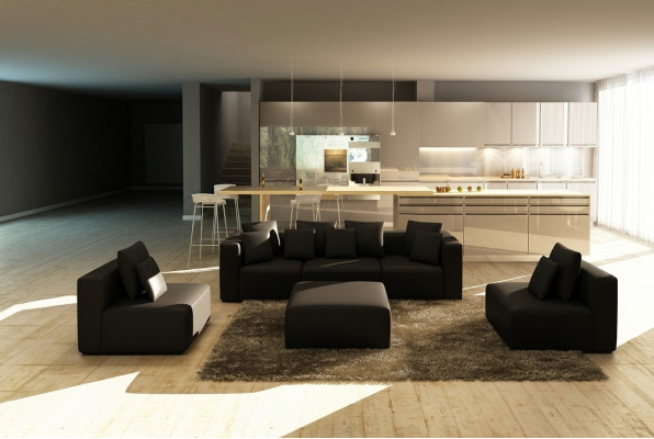 Couch Bank Woonlandschap Hoekbank Multifunctionele Opstellingswijze Bekleding Hoek