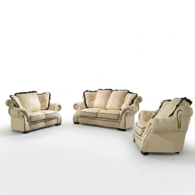 Klassieke bankstel bank bekleding zit-leer set 3+2+1 banken