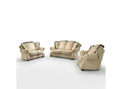 Klassieke bankstel bank bekleding zit-leer set 3+2+1 banken