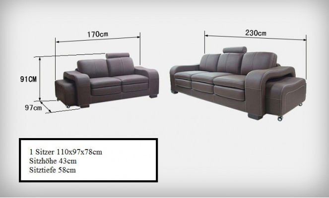 Ledersofa Bank Woonlandschap 3+2+1 Zitsbank Salon Design Modern Bankstel A1112