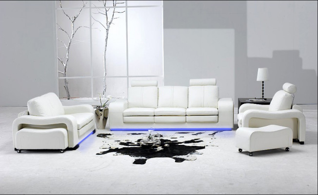 Ledersofa Bank Woonlandschap 3+2+1 Zitsbank Salon Design Modern Bankstel A1112