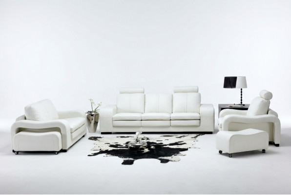 Ledersofa Bank Woonlandschap 3+2+1 Zitsbank Salon Design Modern Bankstel A1112