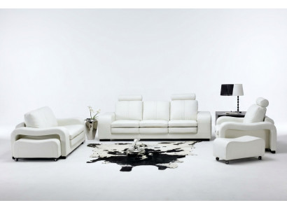 Ledersofa Bank Woonlandschap 3+2+1 Zitsbank Salon Design Modern Bankstel A1112