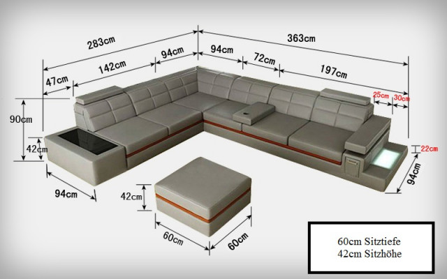 Leren bank Bankstel Woonlandschap Hoekbank Hoekcombinatie Ontwerp Modern Sofa B2011