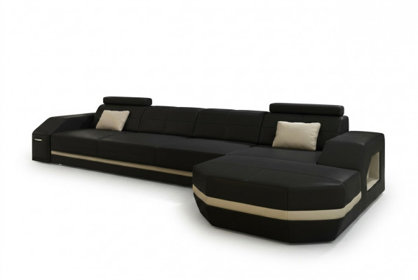 Elegante zwarte hoekbank in L-vorm Stijlvol meubilair voor uw huis.