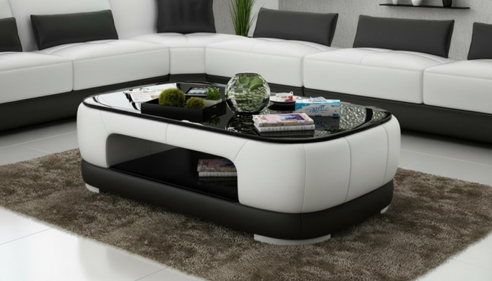 Gevoerde salontafel Tafel Salontafels Glazen tafel Bijzettafel