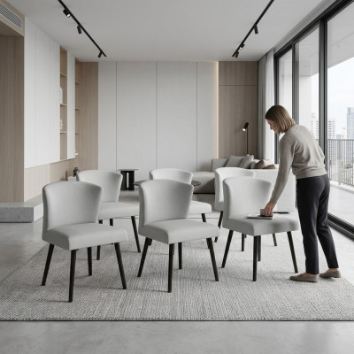 6x Lederen bekleding zitstoel leuning stoel ontwerp lounge club fauteuil set nieuw