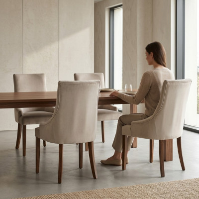 4x Ontwerper Gestoffeerde Stoel Set Bank Stoelen Compleet Rugleuning Zit Lounge