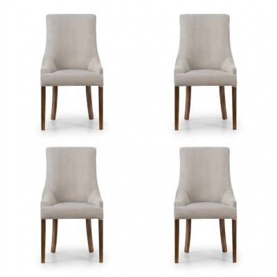 4x Ontwerper Gestoffeerde Stoel Set Bank Stoelen Compleet Rugleuning Zit Lounge