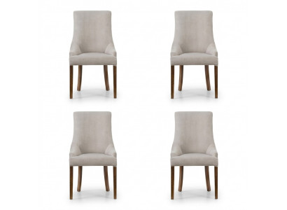 4x Ontwerper Gestoffeerde Stoel Set Bank Stoelen Compleet Rugleuning Zit Lounge