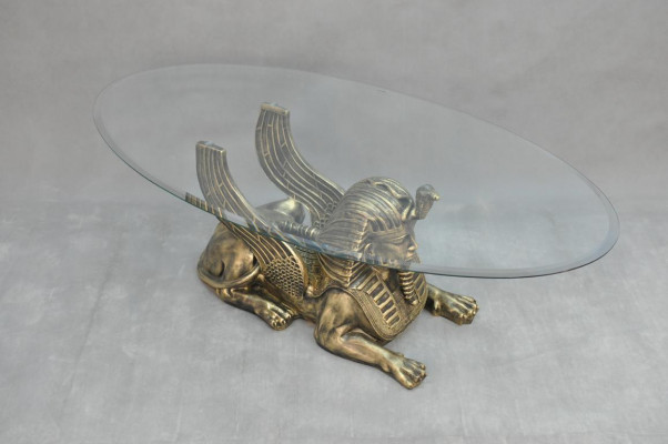 Salontafel Tafel Glazen tafels Farao Sphinx Bijzettafel Glas Egypte 120x60cm