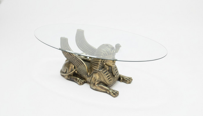 Salontafel Tafel Glazen tafels Farao Sphinx Bijzettafel Glas Egypte 120x60cm