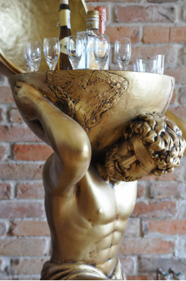 Antieke Stijl Klassieke Wereldbol Atlas Minibar Bar Wijnrek Standbeeld Sculptuur Decoratie