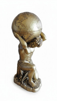 Antieke Stijl Klassieke Wereldbol Atlas Minibar Bar Wijnrek Standbeeld Sculptuur Decoratie