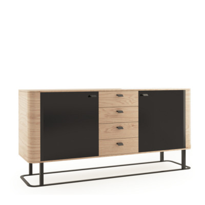 Hoogwaardige woonkamerset: vitrine + eettafel + dressoirkommode