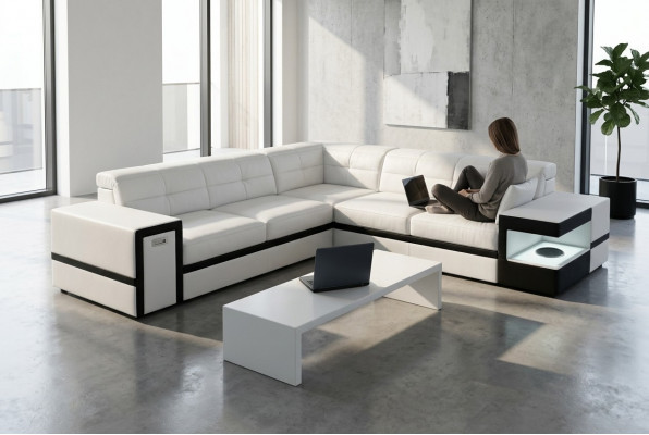 Leren bank Bank Bank Bank Bekleding Zitbank Hoekbank Woonlandschap Groot XXL