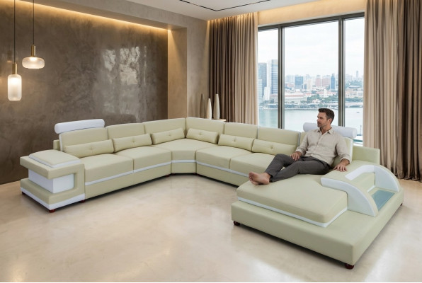 Leren bank XXL Grote banken Bank Bank Bekleed Hoekbank Woonlandschap Leer