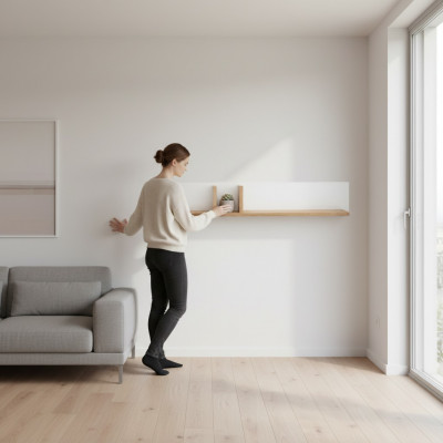 Opbergkast, hotelstijl woonkamer muurrek boekenrek kast planken Aspen ASP1
