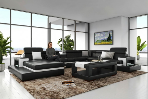 XXL Leren hoekbank Ontwerp Grote bank Bank Bekleding Hoek Stoel Decor Set  XXL Leren hoekbank Ontwerp Grote bank Bank Bekleding Hoek Stoel Decor Set
