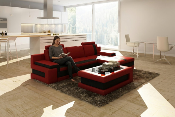 Leren bank woonlandschap L-vorm design moderne bank hoekbanken