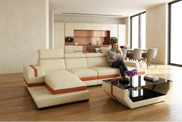 Moderne design hoekbank Big lederen set hoekbank woonkamer zitje
