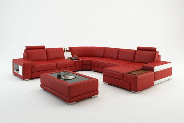 Leren bankstellen woonlandschap U-vorm ontwerp modern bankstel 5103 bankstellen