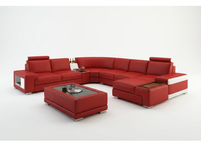 Leren bankstellen woonlandschap U-vorm ontwerp modern bankstel 5103 bankstellen