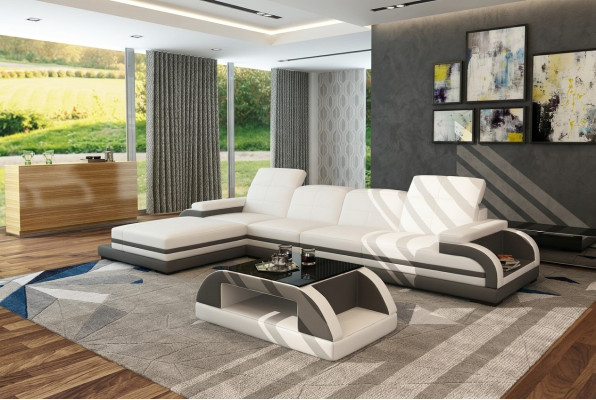 Leren bank bankstel woonlandschap L-vorm design moderne bank hoekbank bankstellen