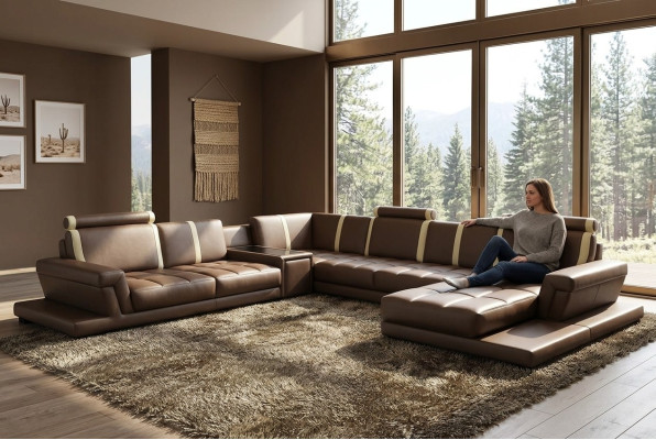 Ledersofa Bank Bank Bekleding Woonlandschap Designer Ledersofa