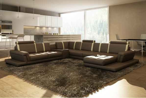Ledersofa Bank Bank Bekleding Woonlandschap Designer Ledersofa