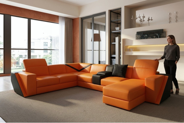 Ledersofa Bank Bank Bekleding Woonlandschap Designer Ledersofa U Vorm