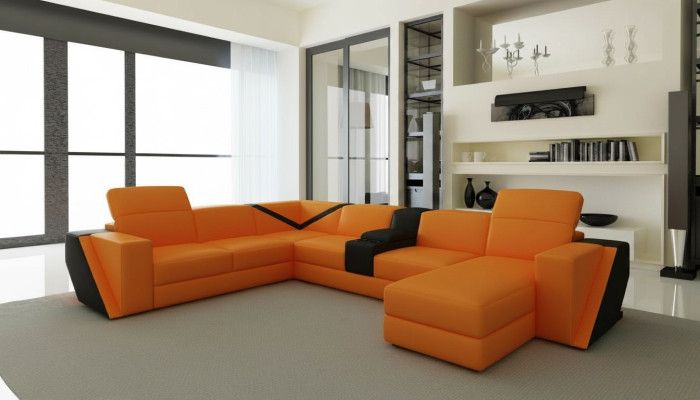Ledersofa Bank Bank Bekleding Woonlandschap Designer Ledersofa U Vorm