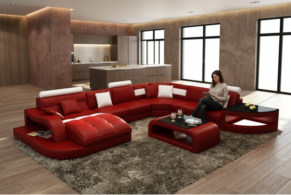 Luxe design hoekbank leren bank bank bekleding woonlandschap leer.
