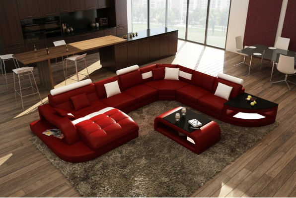 Luxe design hoekbank leren bank bank bekleding woonlandschap leer.