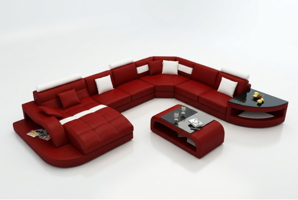 Luxe design hoekbank leren bank bank bekleding woonlandschap leer.
