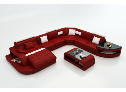 Luxe design hoekbank leren bank bank bekleding woonlandschap leer.