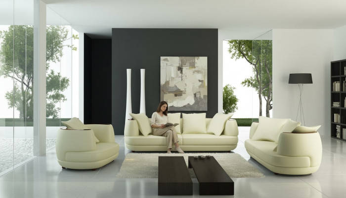 Luxe design bankstel Klassieke leren bank Gevoerd zitbankstel Bank