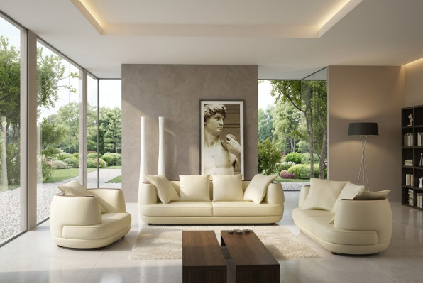 Luxe design bankstel Klassieke leren bank Gevoerd zitbankstel Bank