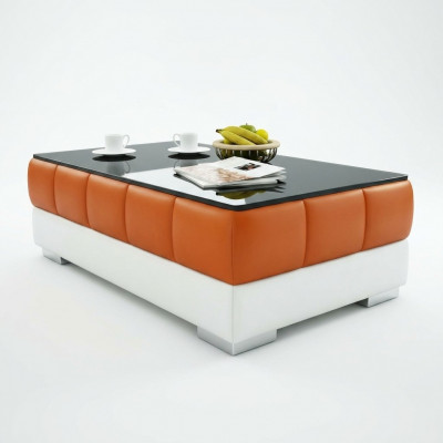 Sofatafel Ontwerp Tafel Woonkamer Glas Leder Bank Bank Bijzettafel Koffie