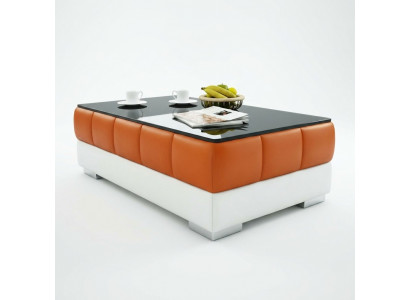 Sofatafel Ontwerp Tafel Woonkamer Glas Leder Bank Bank Bijzettafel Koffie