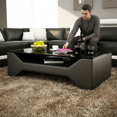 Sofatisch Design Tafel Woonkamer Glas Lederen Bank Bijzettafel Koffiebank