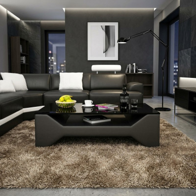 Sofatisch Design Tafel Woonkamer Glas Lederen Bank Bijzettafel Koffiebank